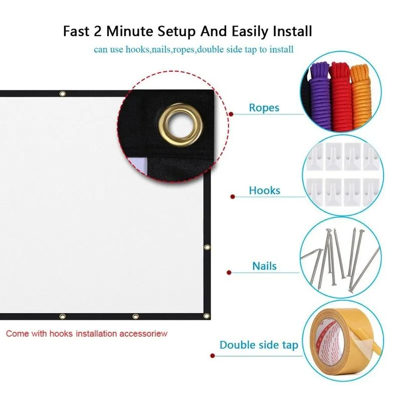 60 16 9 Projector Film Curtain - Thin Foldable Polyester - 132x75cm