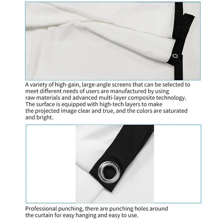 60 16 9 Projector Film Curtain - Thin Foldable Polyester - 132x75cm