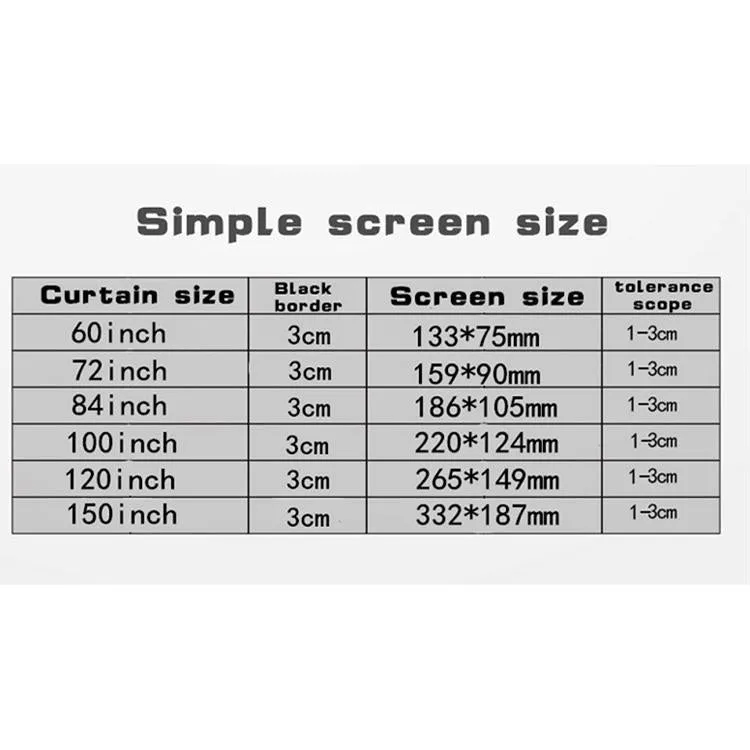 60 16 9 Projector Film Curtain - Thin Foldable Polyester - 132x75cm