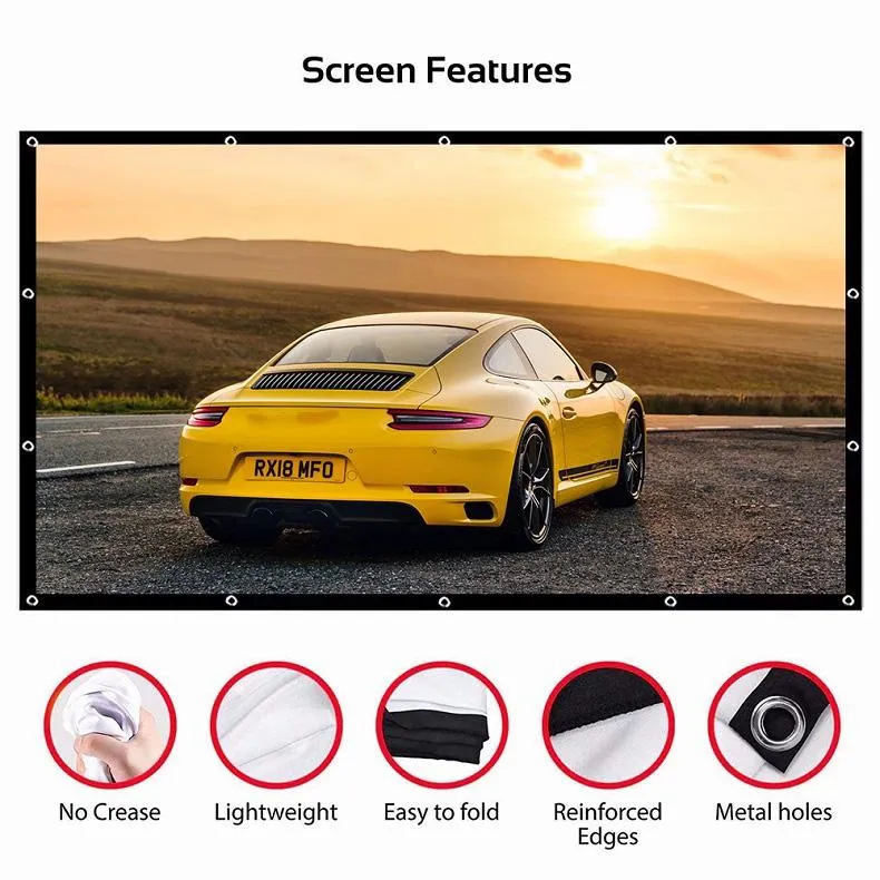 60 16 9 Projector Film Curtain - Thin Foldable Polyester - 132x75cm