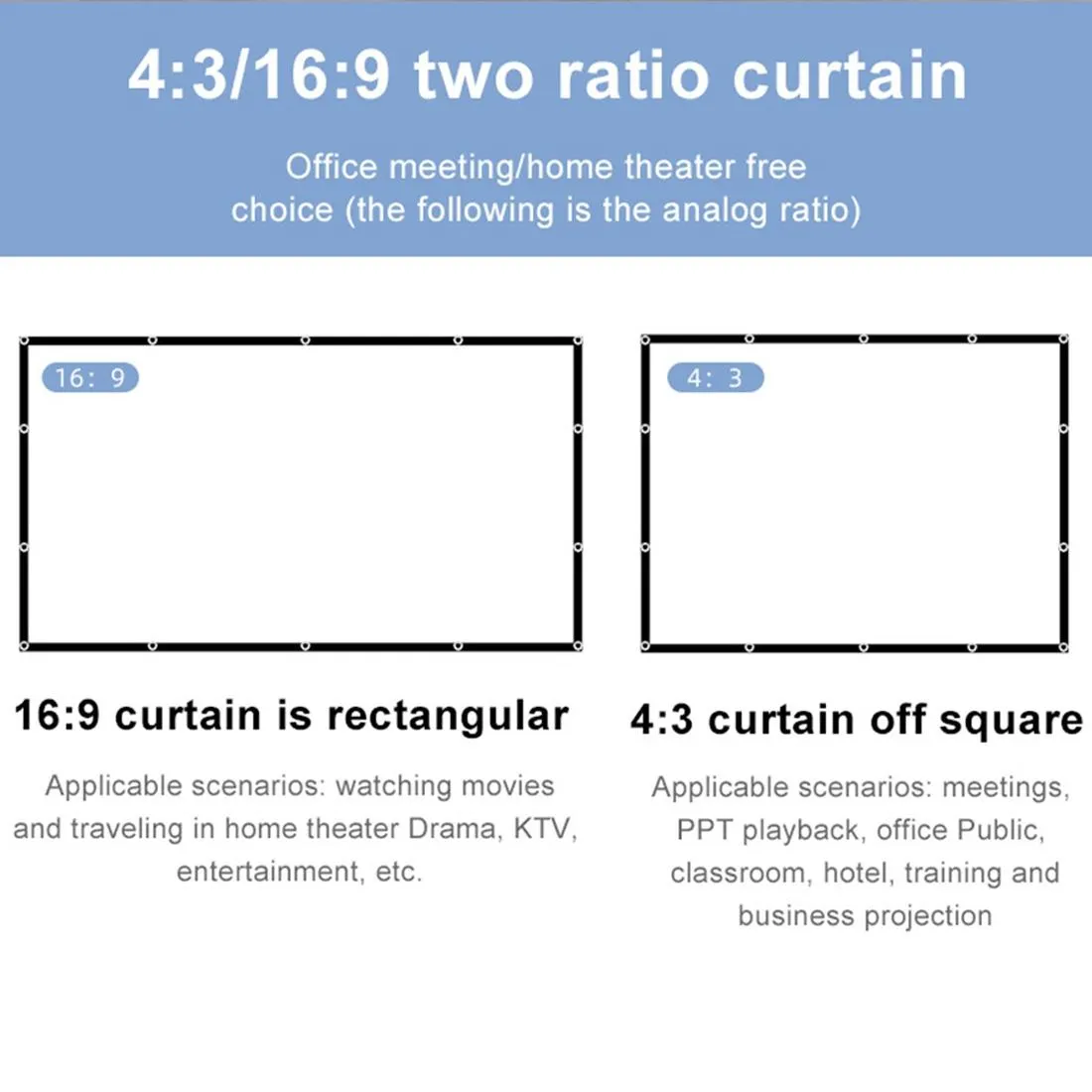 60 Folding Projector Curtain - 16 9 - 133x75cm - Milk Silk Polyester