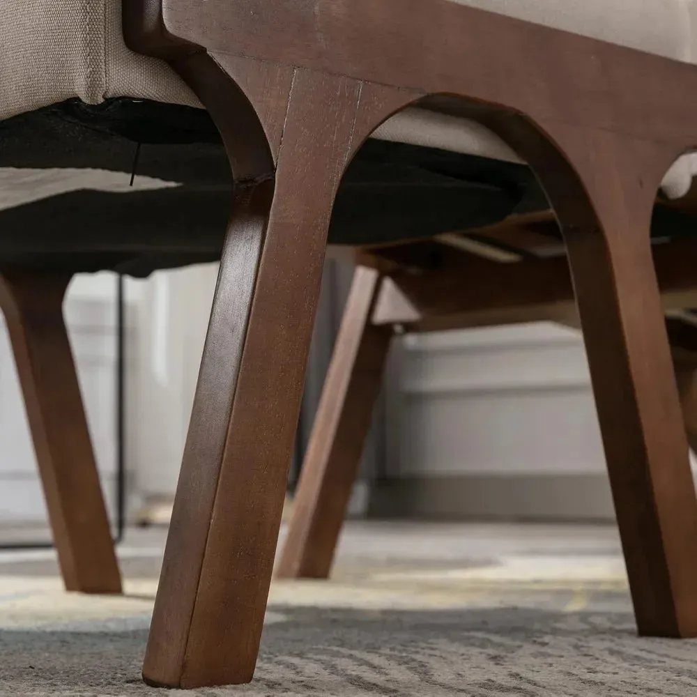 Accent Chair with Ottoman, Mid Century Modern Lounge Chair with footrest, Comfy Fabric Armchair Upholstered Living Room