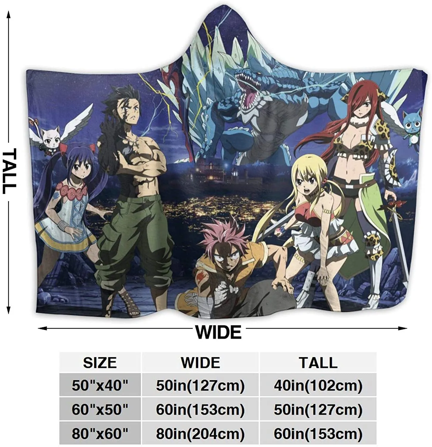 Anime Fairy Tail Hooded Blankets - Fleece Flannel Blankets