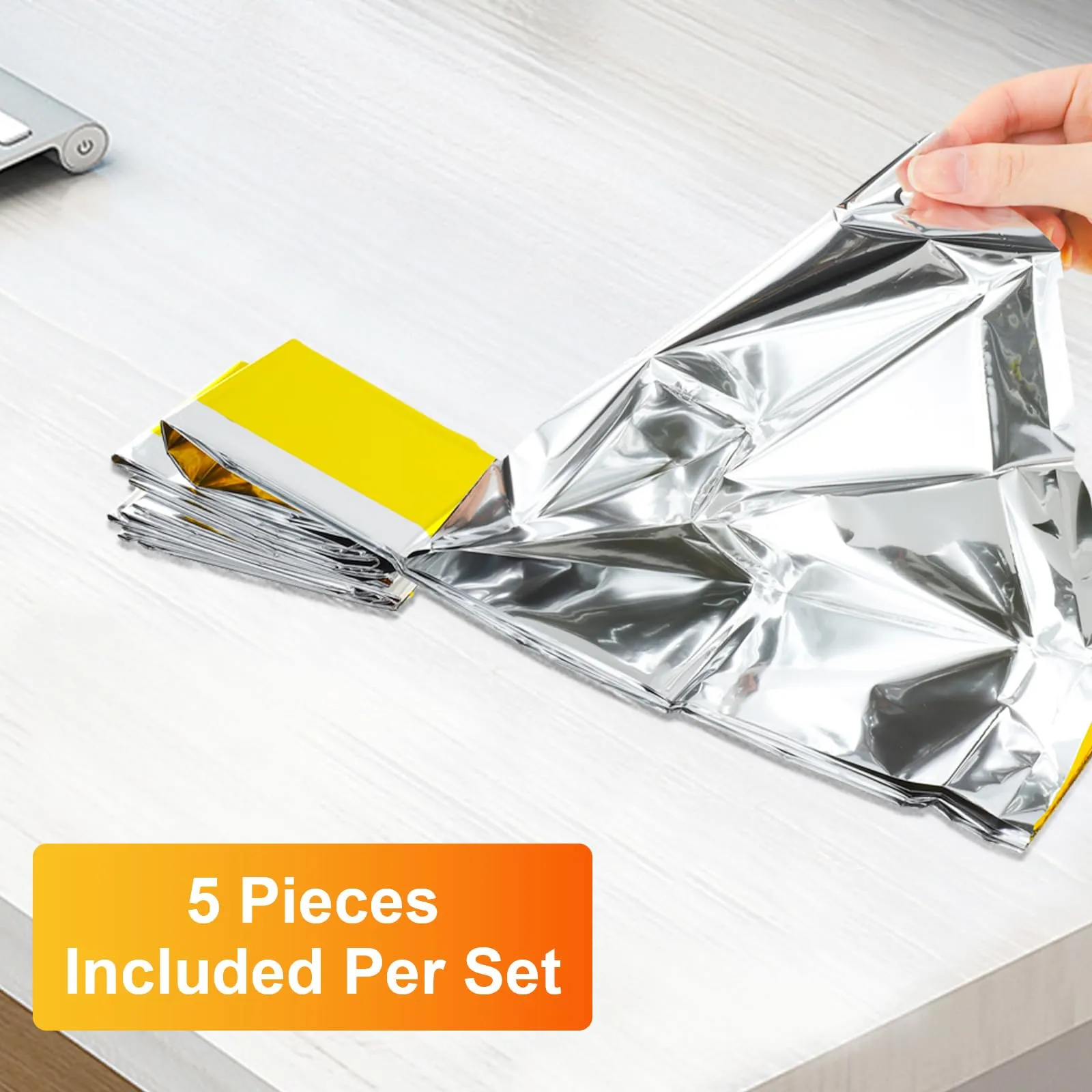 Bafeil Rescue Blankets Pack of 10 - Rescue Blanket Gold Silver for Emergencies, 210 x 160 cm - Weatherproof Emergency Blanket for First Aid and Outdoors - Compact Rescue Blankets for Cars, Hiking & Camping