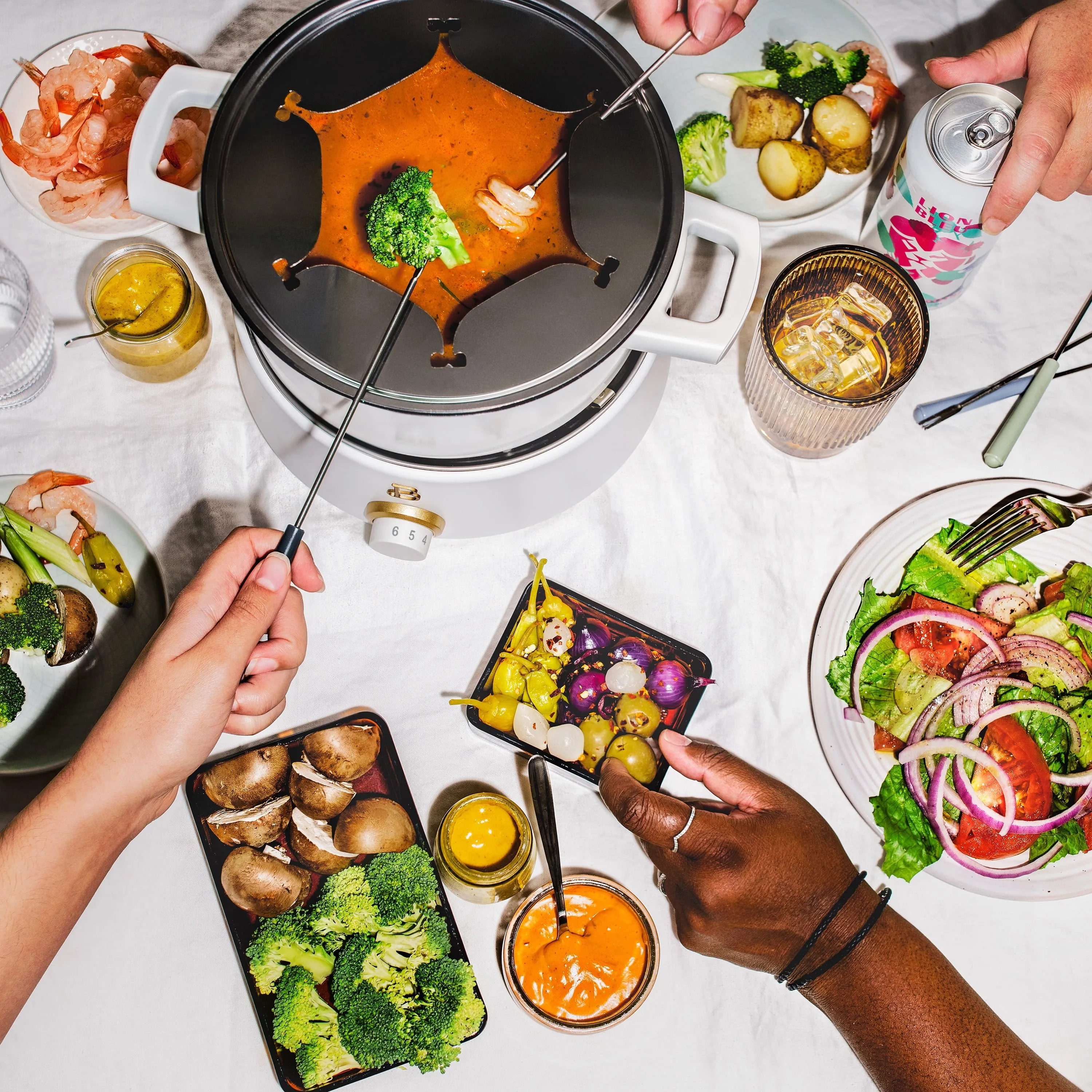 Beautiful 3 Qt Electric Fondue Set with Bonus 2 qt Ceramic Pot, White Icing by Drew Barrymore