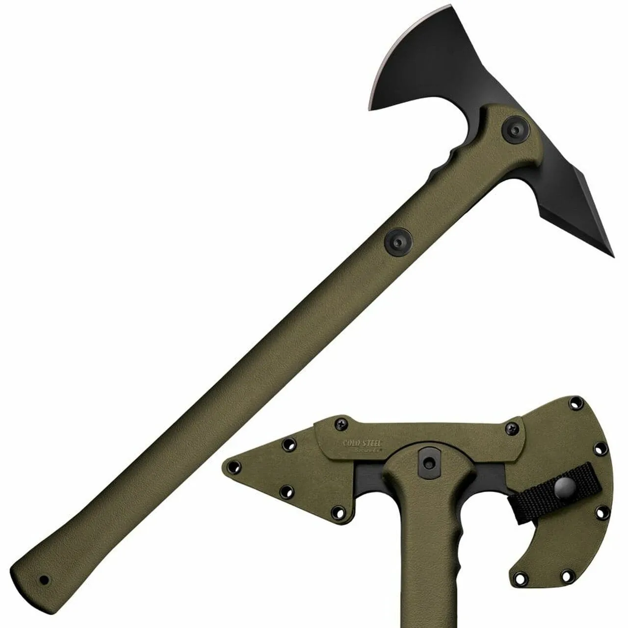 Genuine New Cold Steel Trench Hawk Axe | 19" Overall, 1055 Carbon Steel, Green Polypropylene Handle, CS90PTH - Kit Bag Perth