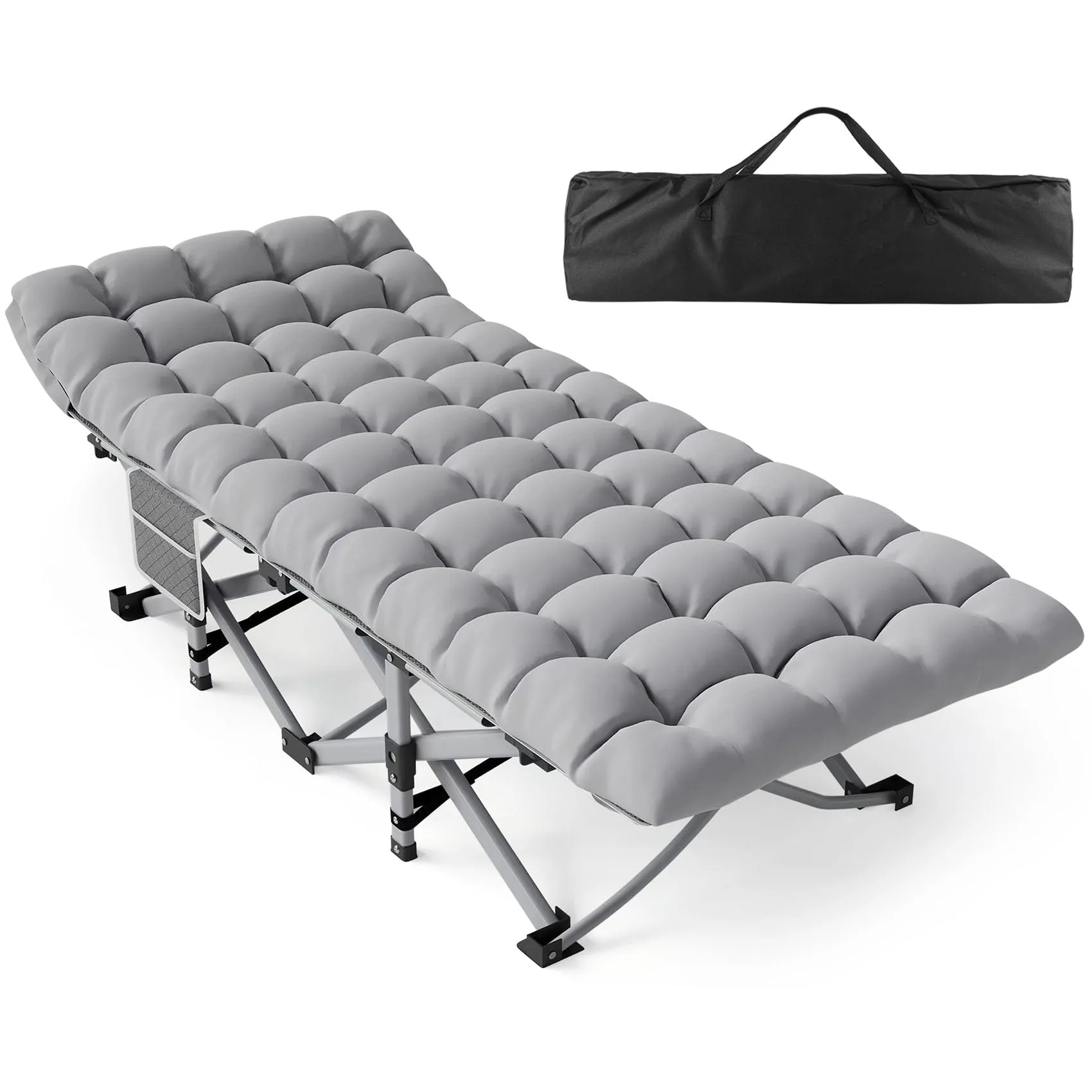 Slendor Folding Camping Cot for Adults with Mattress,Max Load 800lbs Cots for Sleeping Camp Cots for Adults Kids Teenage Portable Travel Camp Cot Bed Mattress for Home Office Beach Garden Tent