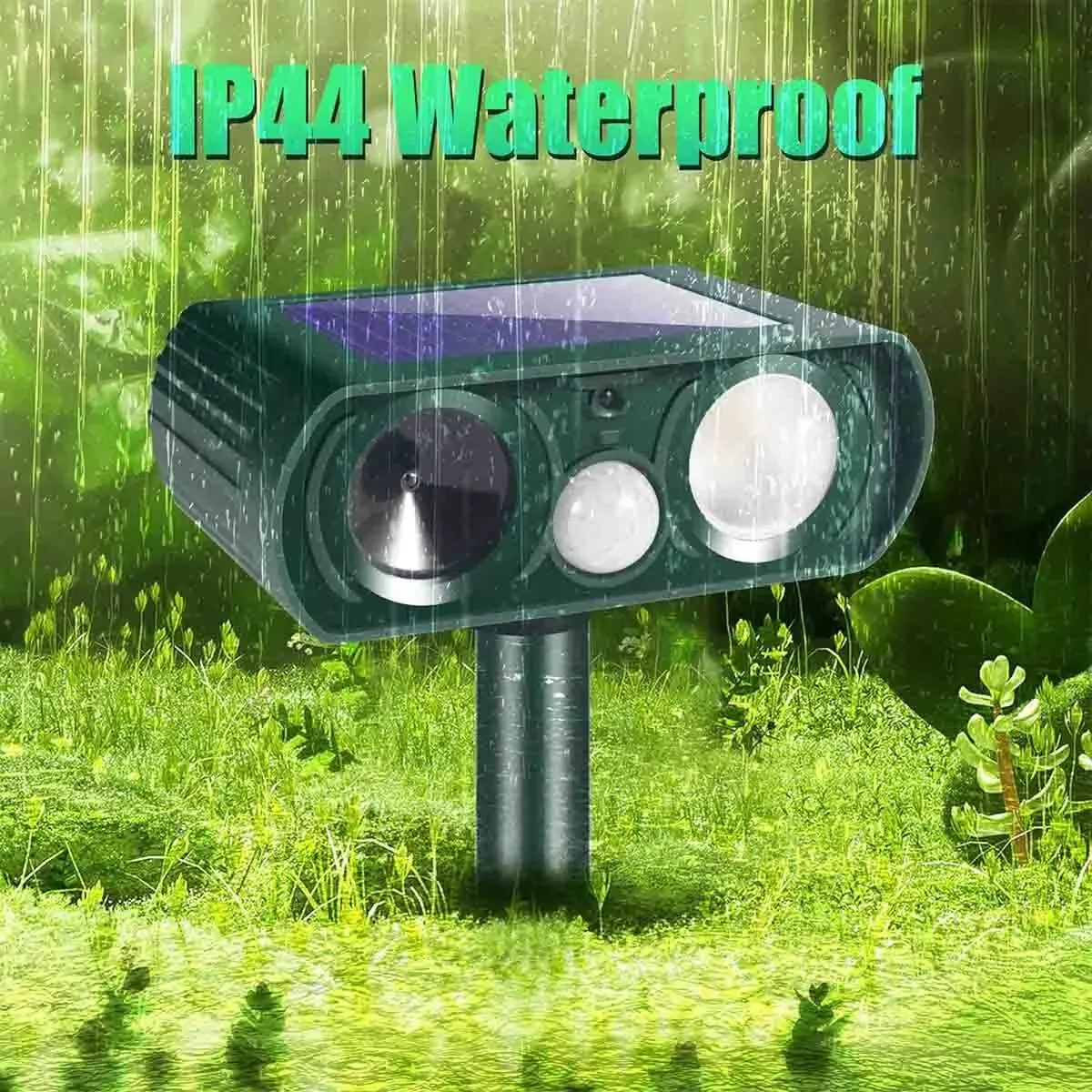 Solar Ultrasonic Coyote/Raccoon/Skunk/Snake & Rodent Repeller - Weatherproof