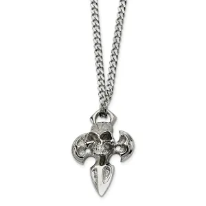 Stainless Steel Cross with Skull Necklace