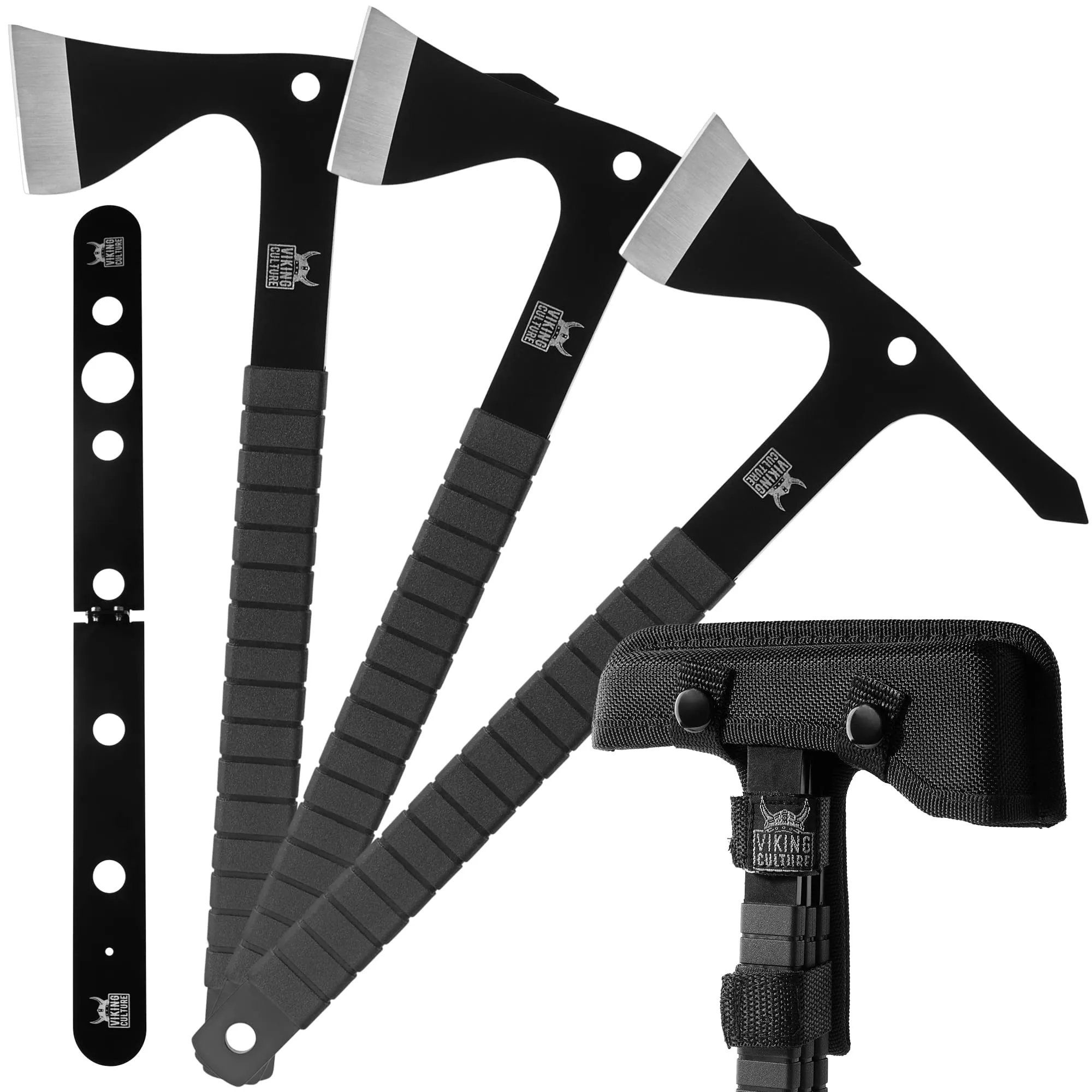 Tomahawk Throwing Axe - Set of 3 Throwing Axes and Tomahawks with Tactical Hatchet Sheath and Target Stencil - 11.1" Full Tang Metal Throwing Tomahawk, Axe Throwing Game