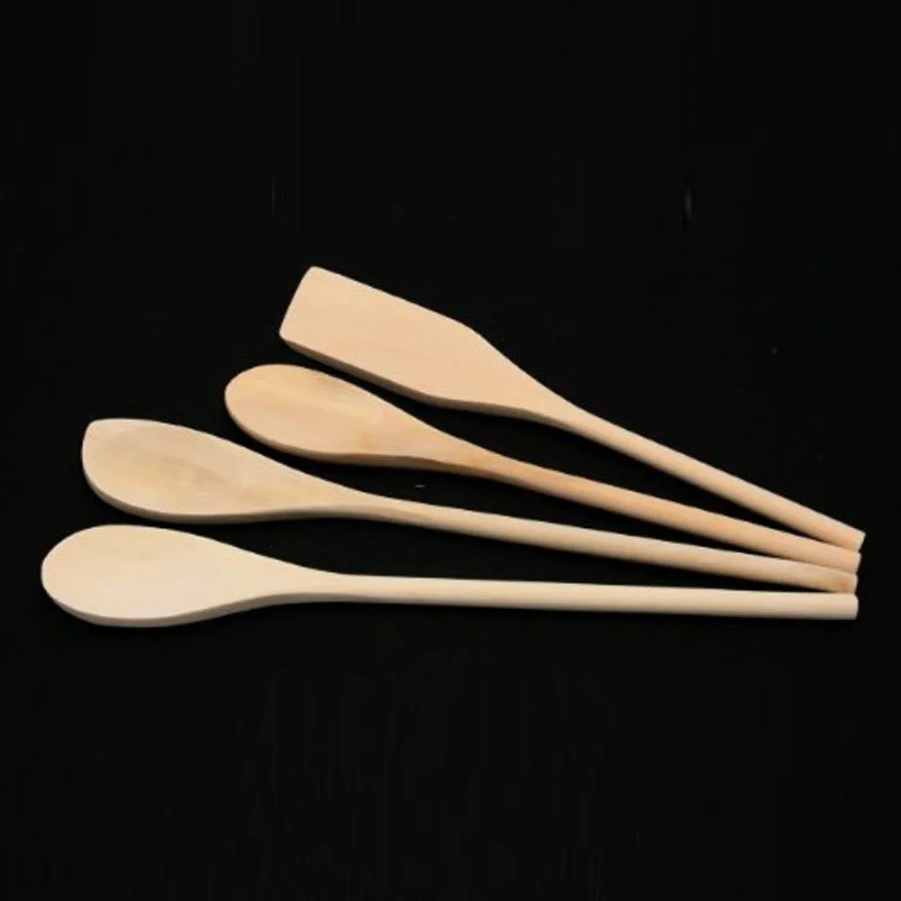 Wooden Spoons Cooking 4-Piece Wood Spatula Spoon Nonstick Kitchen Utensil Set
